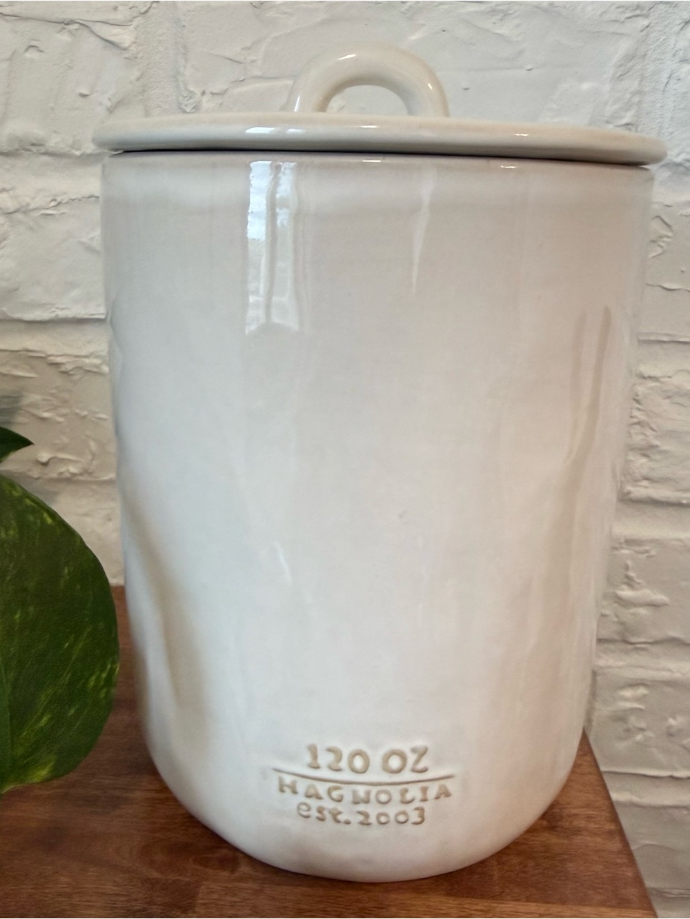 Magnolia Home Mia Ceramic Canister Medium 120 OZ White Cream